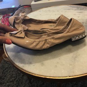 Miu Miu patent leather studded heel flats